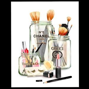 Set 4 Glam Wall Decor Art print collection - Chic Fashion Tiffany’s Chanel Gucci